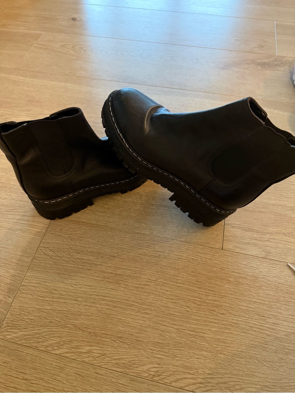 Marc Fisher Black Leather Chukka Lug Boots